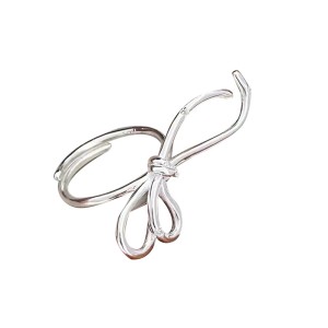 925 Sterling Silver Wire Bow Adjustable Open Ring 70400285