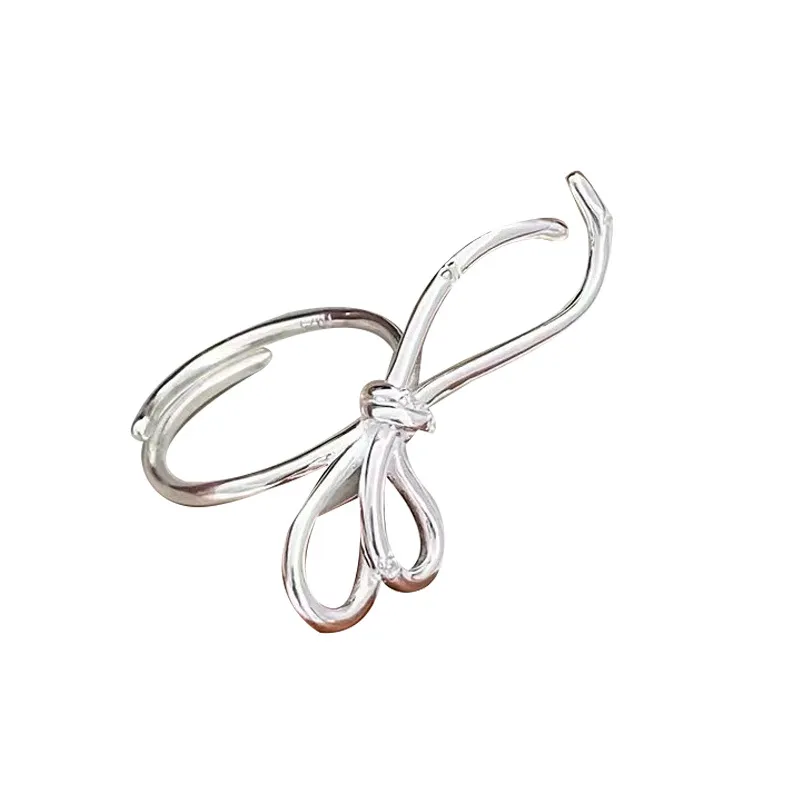 925 Sterling Silver Wire Bow Adjustable Open Ring 70400285