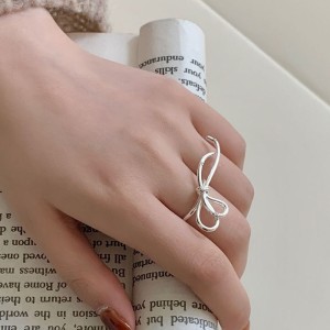 925 Sterling Silver Wire Bow Adjustable Open Ring 70400285