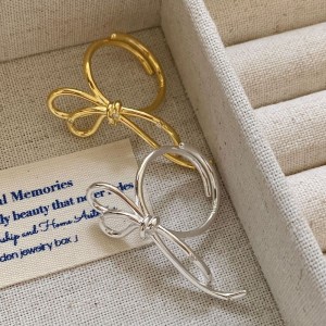 925 Sterling Silver Wire Bow Adjustable Open Ring 70400285