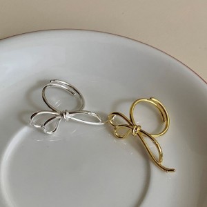 925 Sterling Silver Wire Bow Adjustable Open Ring 70400285