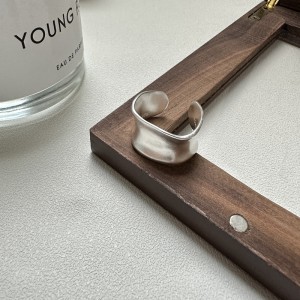 925 Sterling Silver Minimalist Retro Matte Wide Open Finger Ring 70400287