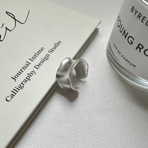 925 Sterling Silver Minimalist Retro Matte Wide Open Finger Ring 70400287