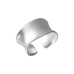 925 Sterling Silver Minimalist Retro Matte Wide Open Finger Ring 70400287