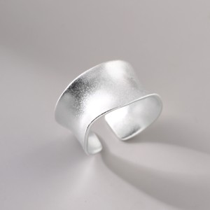 925 Sterling Silver Minimalist Retro Matte Wide Open Finger Ring 70400287