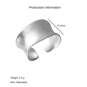 925 Sterling Silver Minimalist Retro Matte Wide Open Finger Ring 70400287