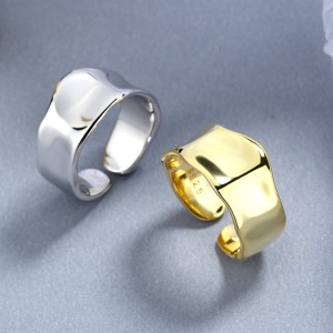 925 Sterling Silver Adjustable Minimalist Wide Band Open Ring 70400288 925 Sterling Silver Adjustable Minimalist Wide Band Open Ring 70400288