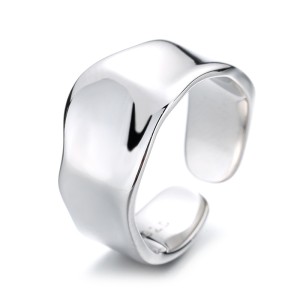 925 Sterling Silver Adjustable Minimalist Wide Band Open Ring 70400288 925 Sterling Silver Adjustable Minimalist Wide Band Open Ring 70400288