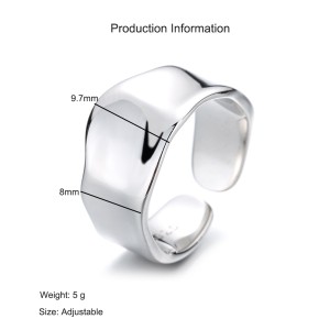 925 Sterling Silver Adjustable Minimalist Wide Band Open Ring 70400288 925 Sterling Silver Adjustable Minimalist Wide Band Open Ring 70400288