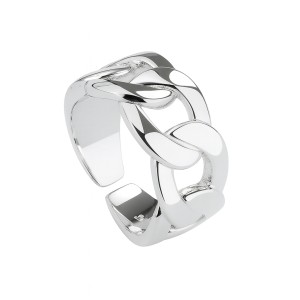 925 Sterling Silver Adjustable Chunky Sideways Chain Open Ring 70400289