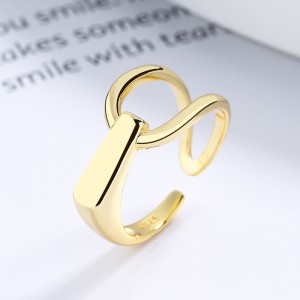 925 Sterling Silver Adjustable Interlocking Lines Open Ring 70400290