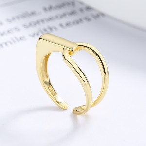 925 Sterling Silver Adjustable Interlocking Lines Open Ring 70400290