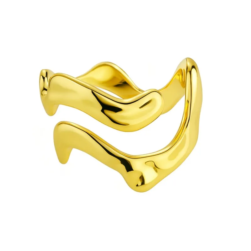 925 Sterling Silver Adjustable Abstract Irregular Open Ring 70400292