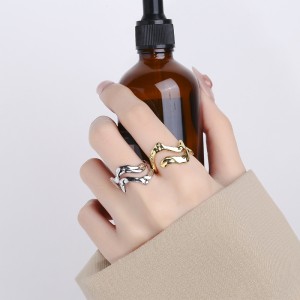 925 Sterling Silver Adjustable Abstract Irregular Open Ring 70400292