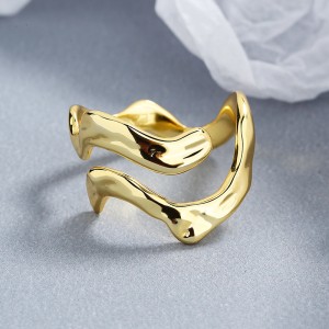 925 Sterling Silver Adjustable Abstract Irregular Open Ring 70400292