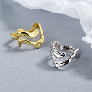 925 Sterling Silver Adjustable Abstract Irregular Open Ring 70400292