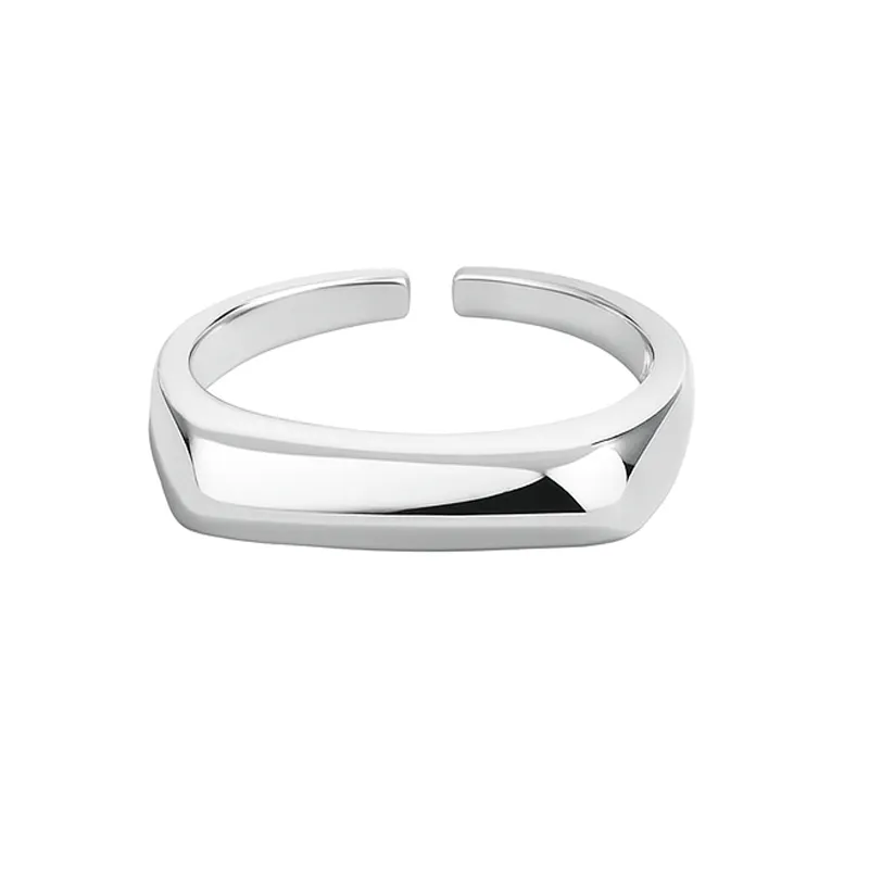 925 Sterling Silver Geometric Minimalist Adjustable Ring 70400294
