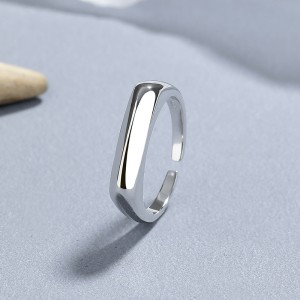 925 Sterling Silver Geometric Minimalist Adjustable Ring 70400294