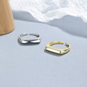 925 Sterling Silver Geometric Minimalist Adjustable Ring 70400294