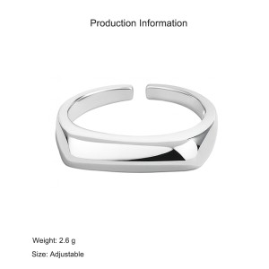 925 Sterling Silver Geometric Minimalist Adjustable Ring 70400294