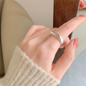 925 Sterling Silver Geometric Minimalist Adjustable Ring 70400294