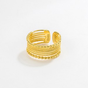 925 Sterling Silver Wide Beaded Stack Illusion Ring 70400295