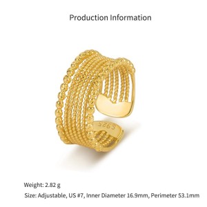 925 Sterling Silver Wide Beaded Stack Illusion Ring 70400295