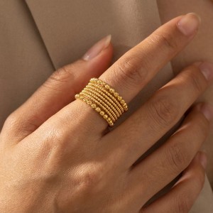 925 Sterling Silver Wide Beaded Stack Illusion Ring 70400295