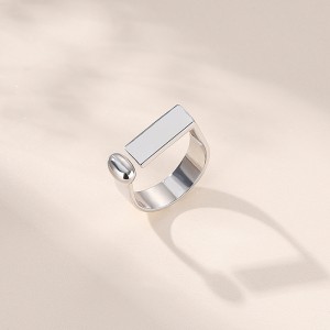 925 Sterling Silver Geometric Bar Adjustable Ring 70400296