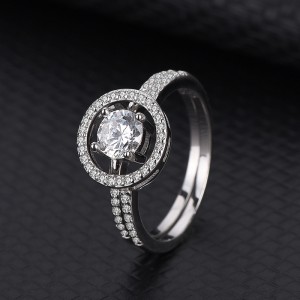 Silver Cubic Zirconia Geometric Ring Set 70500005