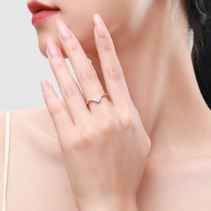 925 Sterling Silver Geometric CZ Two-Piece Ring Set 70500011