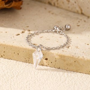 S925 Unique Cone Crystal Chain Ring 70600003