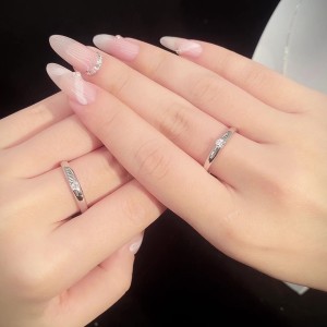 925 Sterling Silver Zircon Adjustable Couple Rings 70700001