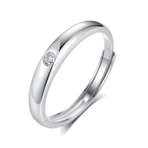 925 Sterling Silver Zircon Adjustable Couple Rings 70700001
