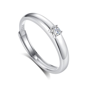 925 Sterling Silver Zircon Adjustable Couple Rings 70700001
