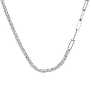 S925 Zirconia Paperclip Chain Necklace 80100015