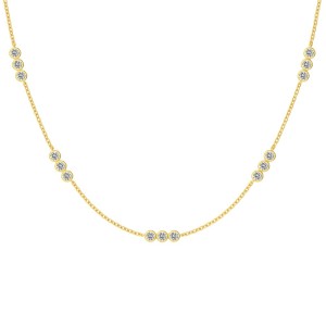 925 Sterling Silver Three Zirconia Chain Necklace 80100016