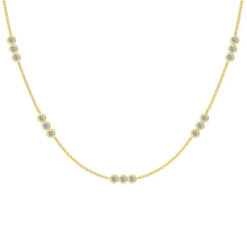 925 Sterling Silver Three Zirconia Chain Necklace 80100016