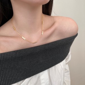 925 Sterling Silver Three Zirconia Chain Necklace 80100016