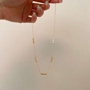 925 Sterling Silver Three Zirconia Chain Necklace 80100016