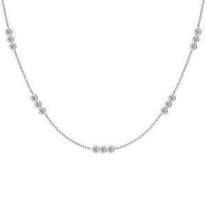 925 Sterling Silver Three Zirconia Chain Necklace 80100016