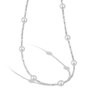 925 Sterling Silver Pearl Beads Chain Necklace 80100017