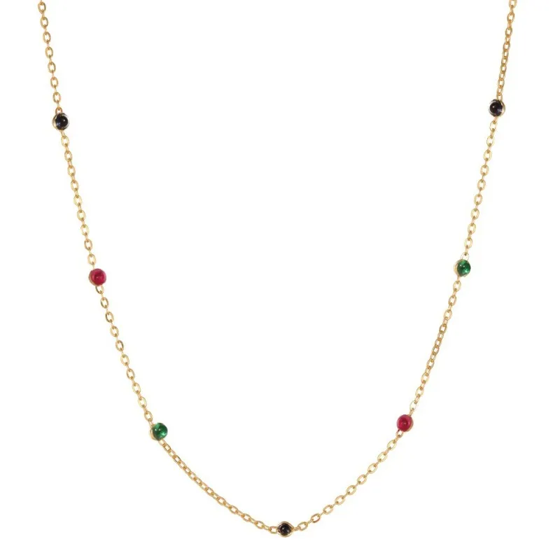 S925 Vintage Colorful Beads Chain Necklace 80100018