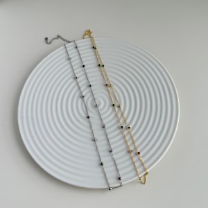 S925 Vintage Colorful Beads Chain Necklace 80100018