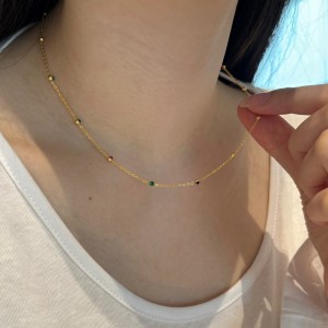 S925 Vintage Colorful Beads Chain Necklace 80100018