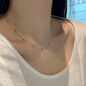 S925 Vintage Colorful Beads Chain Necklace 80100018