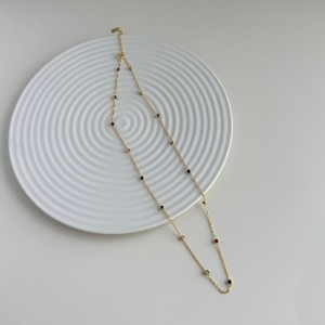 S925 Vintage Colorful Beads Chain Necklace 80100018