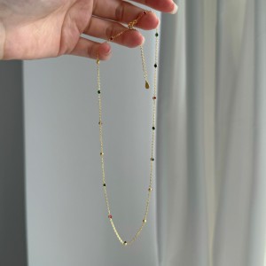 S925 Vintage Colorful Beads Chain Necklace 80100018