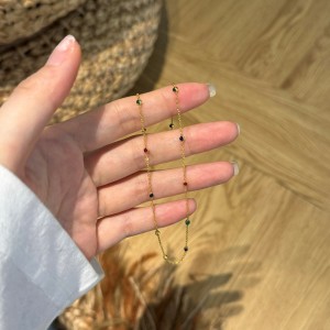 S925 Vintage Colorful Beads Chain Necklace 80100018