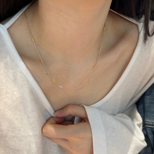 S925 Gold-Silver Cross Chain Necklace 80100020